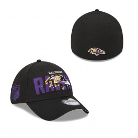 Men's Baltimore Ravens Black 2023 NFL Draft 39THIRTY Flex Hat