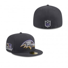 Men's Baltimore Ravens Graphite Official 2024 NFL Draft On Stage 59FIFTY Fitted Hat