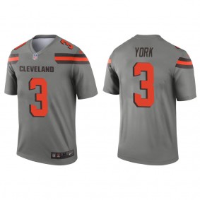 Men's Cleveland Browns Cade York Gray 2022 NFL Draft Inverted Legend Jersey