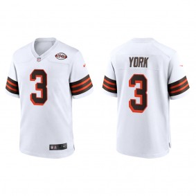 Men's Cleveland Browns Cade York White 2022 NFL Draft 1946 Collection Game Jersey