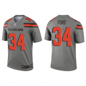 Men's Cleveland Browns Jerome Ford Gray 2022 NFL Draft Inverted Legend Jersey