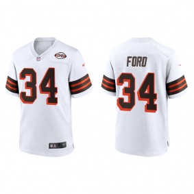 Men's Cleveland Browns Jerome Ford White 2022 NFL Draft 1946 Collection Game Jersey