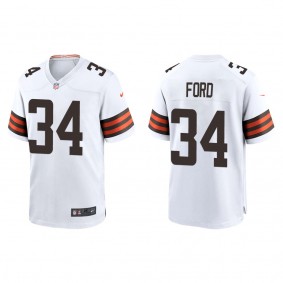 Men's Cleveland Browns Jerome Ford White 2022 NFL Draft Game Jersey
