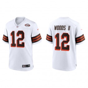 Men's Cleveland Browns Michael Woods II White 2022 NFL Draft 1946 Collection Game Jersey