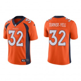 Men's Denver Broncos Delarrin Turner-Yell Orange 2022 NFL Draft Vapor Limited Jersey