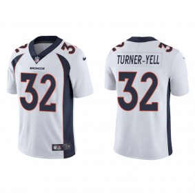 Men's Denver Broncos Delarrin Turner-Yell White 2022 NFL Draft Vapor Limited Jersey