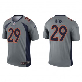 Men's Denver Broncos Faion Hicks Gray 2022 NFL Draft Inverted Legend Jersey