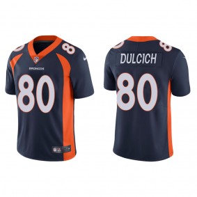 Men's Denver Broncos Greg Dulcich Navy 2022 NFL Draft Vapor Limited Jersey