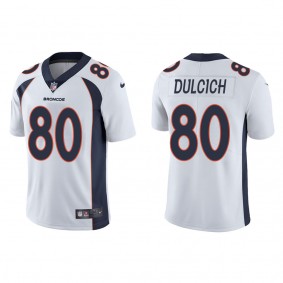 Men's Denver Broncos Greg Dulcich White 2022 NFL Draft Vapor Limited Jersey
