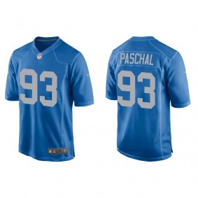 Men's Detroit Lions Josh Paschal Blue 2022 NFL Draft Throwback Game Jersey