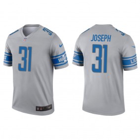 Men's Detroit Lions Kerby Joseph Gray 2022 NFL Draft Inverted Legend Jersey