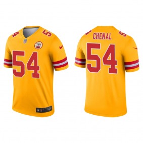 Men's Kansas City Chiefs Leo Chenal Gold 2022 NFL Draft Inverted Legend Jersey