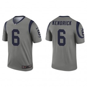 Men's Los Angeles Rams Derion Kendrick Gray 2022 NFL Draft Inverted Legend Jersey