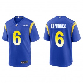 Men's Los Angeles Rams Derion Kendrick Royal 2022 NFL Draft Game Jersey