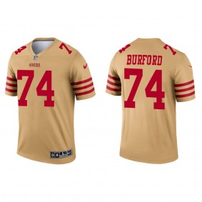 Men's San Francisco 49ers Spencer Burford Gold 2022 NFL Draft Inverted Legend Jersey