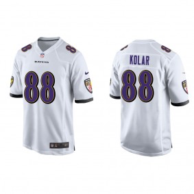 Men's Baltimore Ravens Charlie Kolar White 2022 NFL Draft Game Jersey
