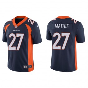 Men's Denver Broncos Damarri Mathis Navy 2022 NFL Draft Vapor Limited Jersey