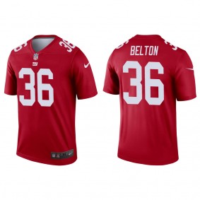 Men's New York Giants Dane Belton Red 2022 NFL Draft Inverted Legend Jersey