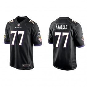 Men's Baltimore Ravens Daniel Faalele Black 2022 NFL Draft Game Jersey
