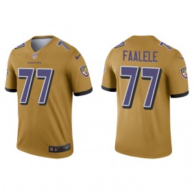 Men's Baltimore Ravens Daniel Faalele Gold 2022 NFL Draft Inverted Legend Jersey