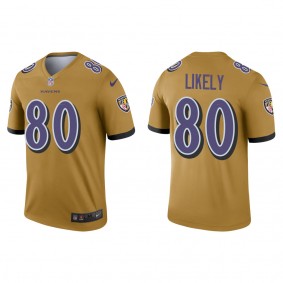 Men's Baltimore Ravens Isaiah Likely Gold 2022 NFL Draft Inverted Legend Jersey