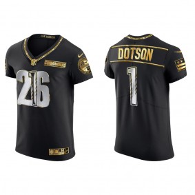 Men's Washington Commanders Jahan Dotson Black 2022 NFL Draft Golden Elite Jersey