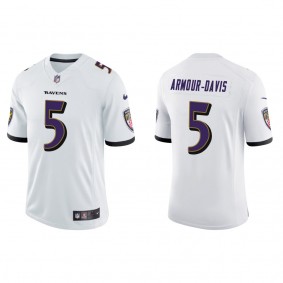 Men's Baltimore Ravens Jalyn Armour-Davis White 2022 NFL Draft Vapor Limited Jersey