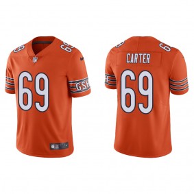 Men's Chicago Bears Ja'Tyre Carter Orange 2022 NFL Draft Vapor Limited Jersey