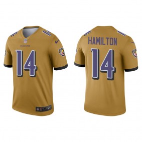 Men's Baltimore Ravens Kyle Hamilton Gold 2022 NFL Draft Inverted Legend Jersey