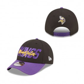Men's Minnesota Vikings New Era Black Purple 2022 NFL Draft 9FORTY Adjustable Cap