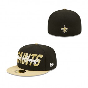 Men's New Orleans Saints New Era Black Gold 2022 NFL Draft On Stage 59FIFTY Fitted Cap