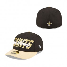 Men's New Orleans Saints New Era Black Gold 2022 NFL Draft Low Profile 59FIFTY Fitted Cap