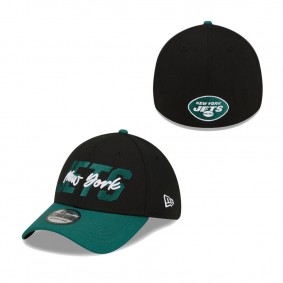 Men's New York Jets New Era Black Green 2022 NFL Draft 39THIRTY Flex Cap
