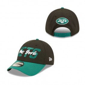 Men's New York Jets New Era Black Green 2022 NFL Draft 9FORTY Adjustable Cap