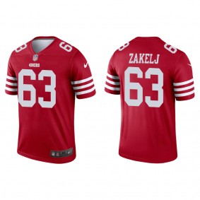 Men's San Francisco 49ers Nick Zakelj Scarlet 2022 NFL Draft Legend Jersey