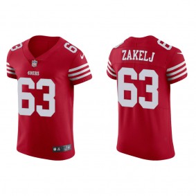 Men's San Francisco 49ers Nick Zakelj Scarlet 2022 NFL Draft Vapor Elite Jersey