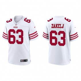 Men's San Francisco 49ers Nick Zakelj White 2022 NFL Draft Game Jersey