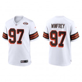 Men's Cleveland Browns Perrion Winfrey White 2022 NFL Draft 1946 Collection Game Jersey