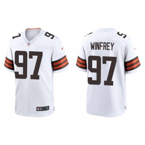 Men's Cleveland Browns Perrion Winfrey White 2022 NFL Draft Game Jersey