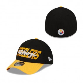 Men's Pittsburgh Steelers New Era Black Gold 2022 NFL Draft 39THIRTY Flex Cap