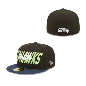 Men's Seattle Seahawks New Era Black Navy 2022 NFL Draft On Stage 59FIFTY Fitted Cap