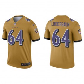 Men's Baltimore Ravens Tyler Linderbaum Gold 2022 NFL Draft Inverted Legend Jersey
