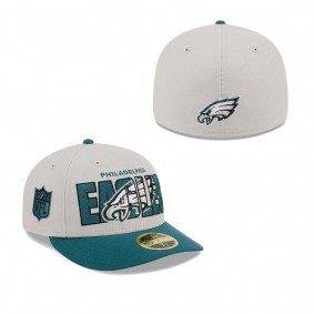 Men's Philadelphia Eagles Stone Midnight Green 2023 NFL Draft Low Profile 59FIFTY Fitted Hat