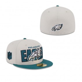 Men's Philadelphia Eagles Stone Midnight Green 2023 NFL Draft On Stage 59FIFTY Fitted Hat