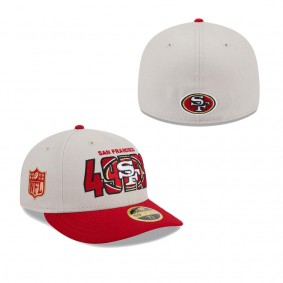 Men's San Francisco 49ers Stone Scarlet 2023 NFL Draft Low Profile 59FIFTY Fitted Hat