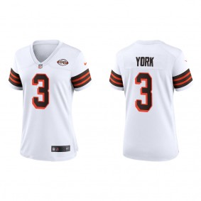 Women's Cleveland Browns Cade York White 2022 NFL Draft 1946 Collection Game Jersey