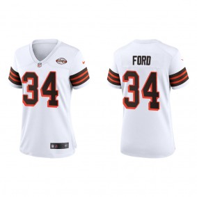 Women's Cleveland Browns Jerome Ford White 2022 NFL Draft 1946 Collection Game Jersey