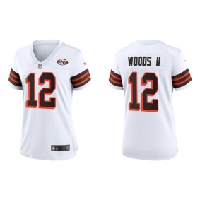 Women's Cleveland Browns Michael Woods II White 2022 NFL Draft 1946 Collection Game Jersey