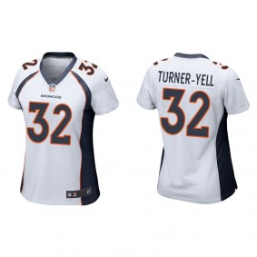 Women's Denver Broncos Delarrin Turner-Yell White 2022 NFL Draft Game Jersey