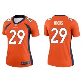 Women's Denver Broncos Faion Hicks Orange 2022 NFL Draft Legend Jersey